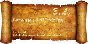 Baranyay Lóránt névjegykártya