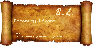 Baranyay Lóránt névjegykártya